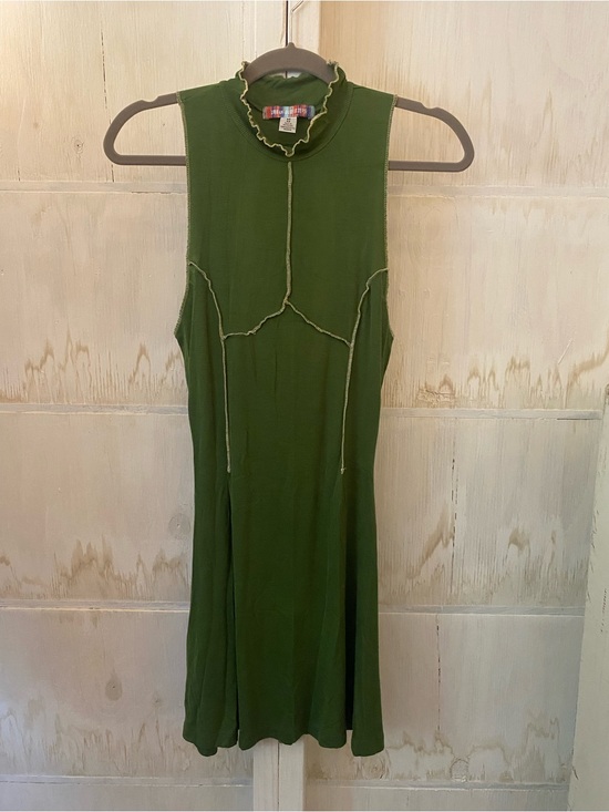Urban Outfitters Dresses & Skirts - Urban Outfitters Olive Green Sleeveless Ruffle-Trim Dress
